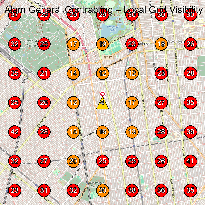 Alam General Contracting GeoGrid visibility map for General Contractor in Brooklyn